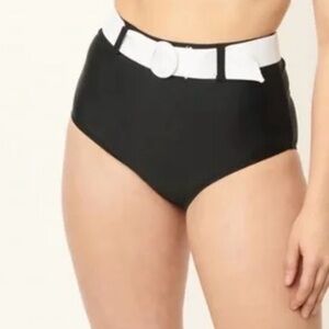 Unique Vintage Redondo Swim Bottom black white belted sz XS NWT